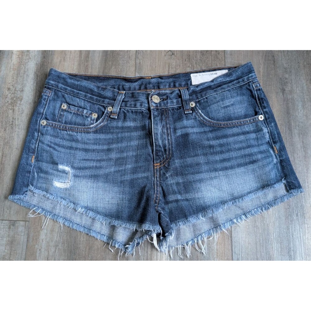 Rag & Bone Denim Jean Shorts Womens 28 The Cutoff Short Indigo Blue Distressed